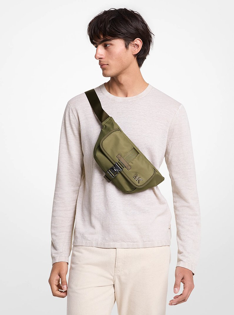 Eli Nylon Aviator Sling Pack in SAFARI GREEN | Michael Kors