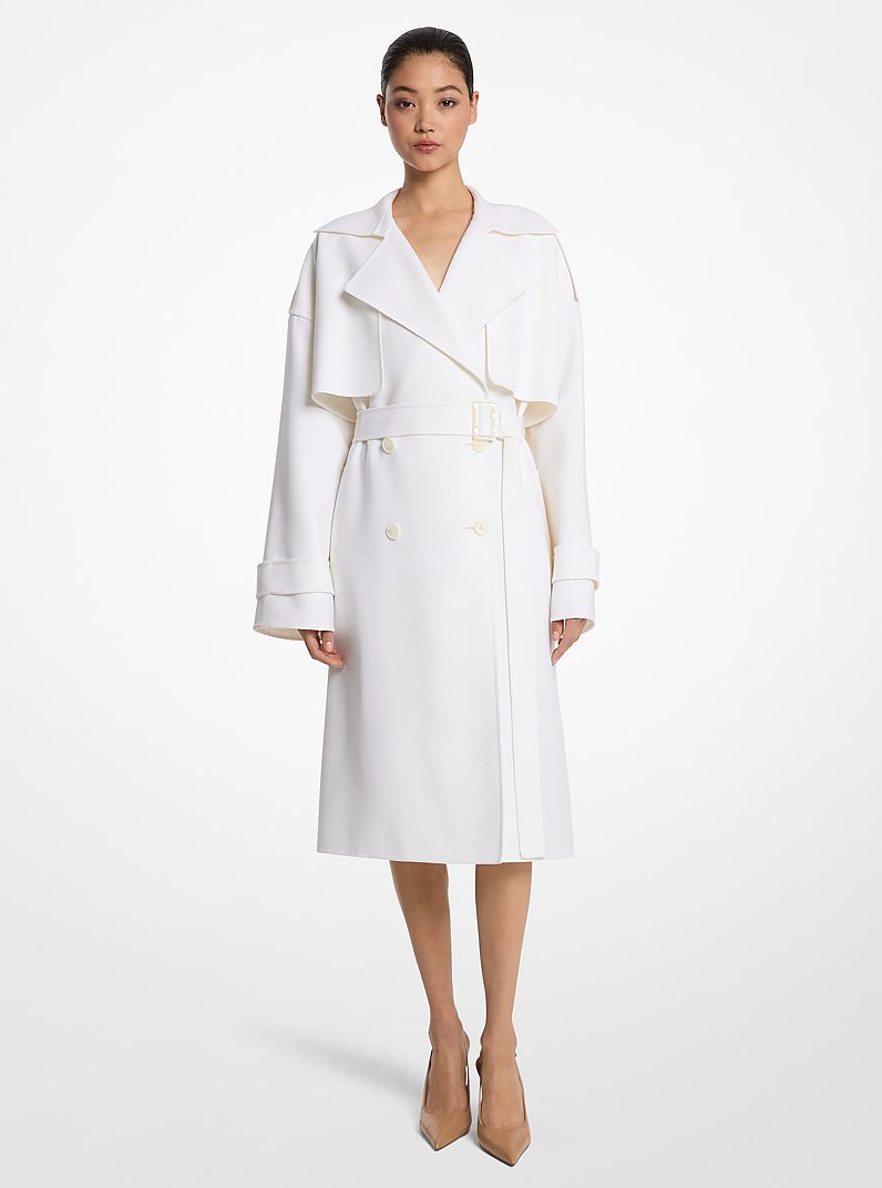 Double Faced Wool Blend Gabardine Trench Coat