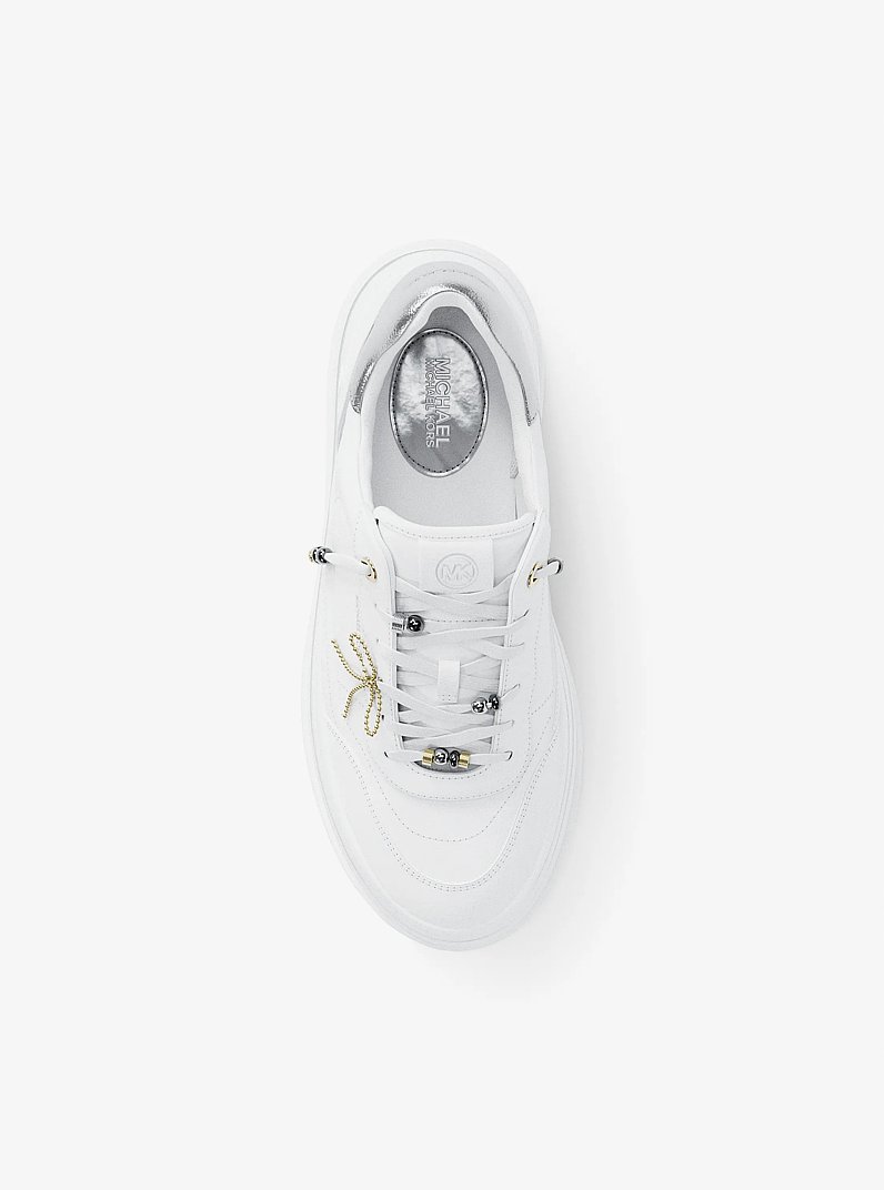 Hayes Embellished Leather Platform Sneaker in OPTIC WHITE | Michael Kors
