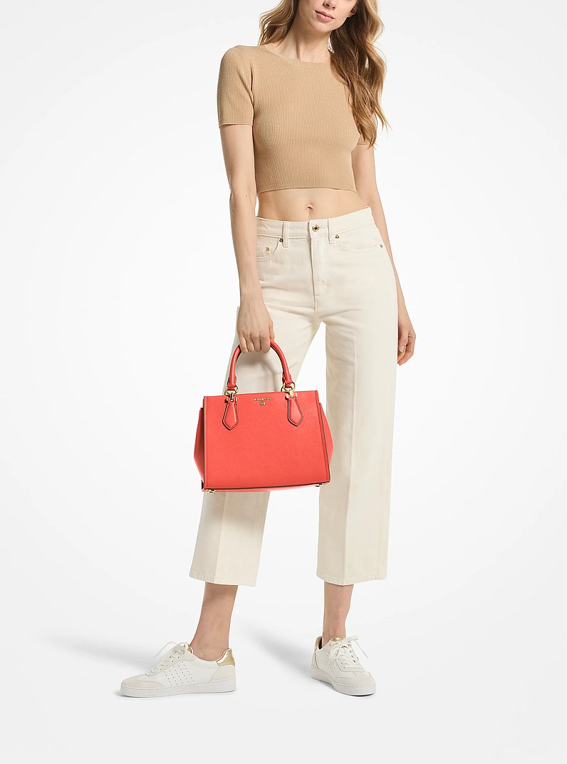 Marilyn Medium Saffiano Leather Satchel in SPICED CORAL | Michael Kors
