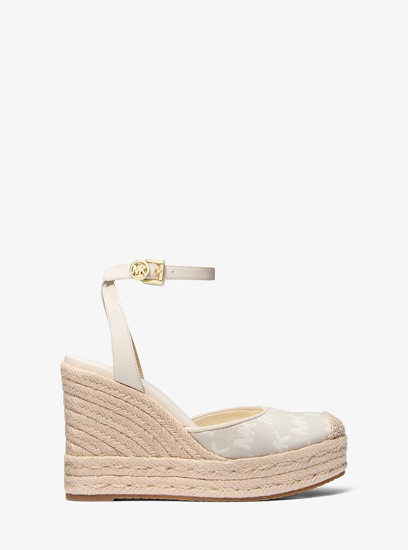 Larissa Logo Jacquard Espadrille Wedge in NATURAL | Michael Kors