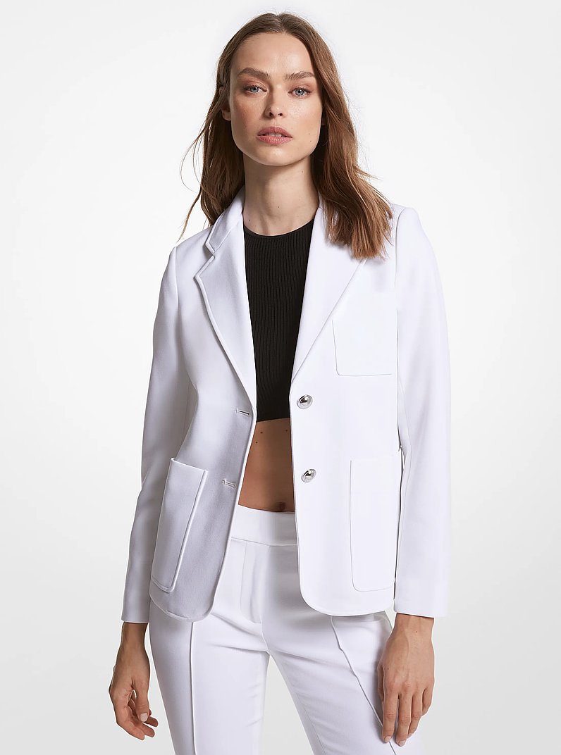 Blazer en cr&ecirc;pe extensible in BLANC | Michael Kors