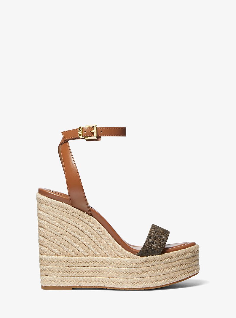 Leighton Logo and Leather Wedge Sandal