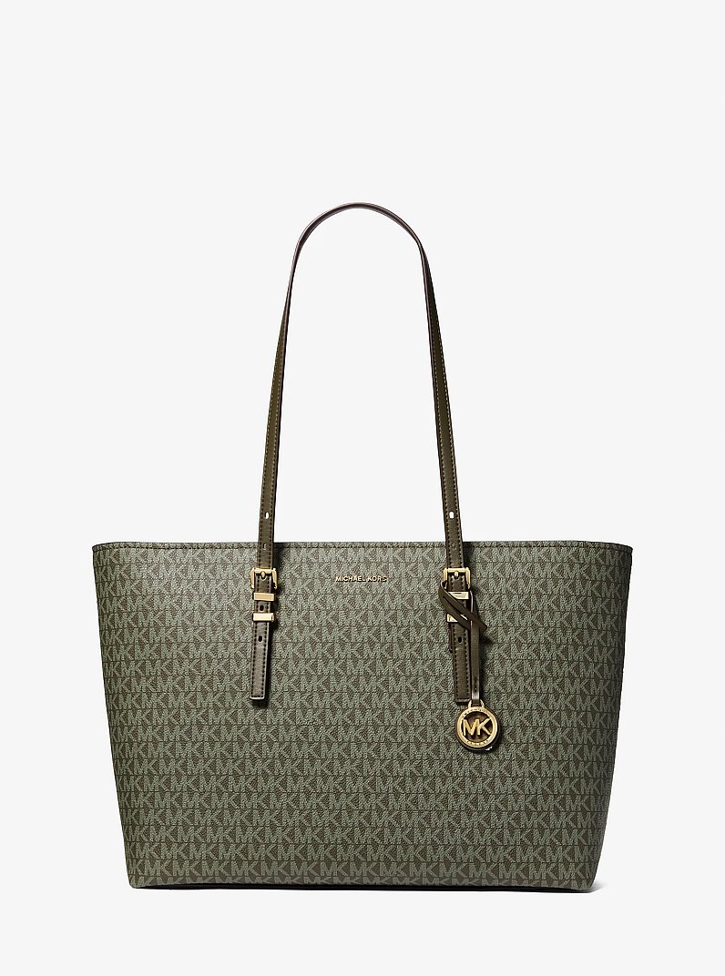 Quinn Large Signature Logo and Leather Tote Bag in BALLET - Sale
