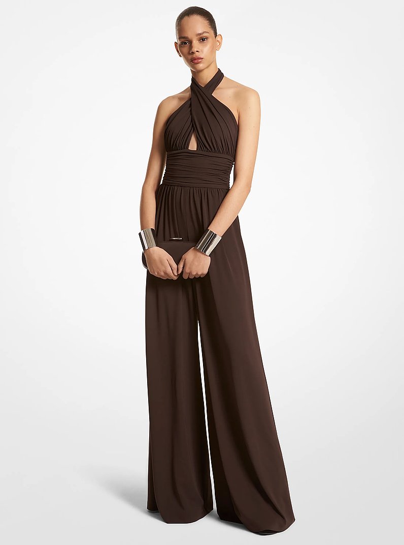 Neckholder-Jumpsuit aus Stretch-Jersey in SCHOKOLADE | Michael Kors