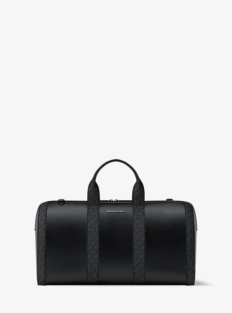 Cooper Pebbled Leather and Signature Logo Duffel Bag in BLACK | Michael Kors