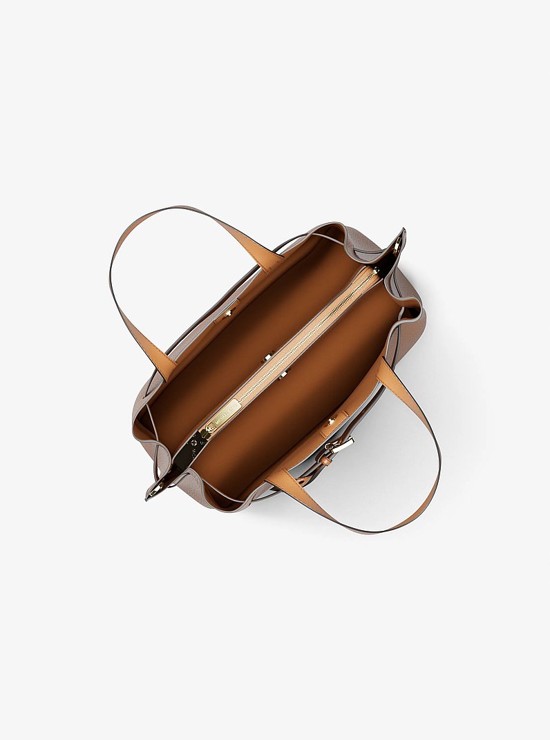 Emilia Small Pebbled Leather Satchel in LUGGAGE | Michael Kors