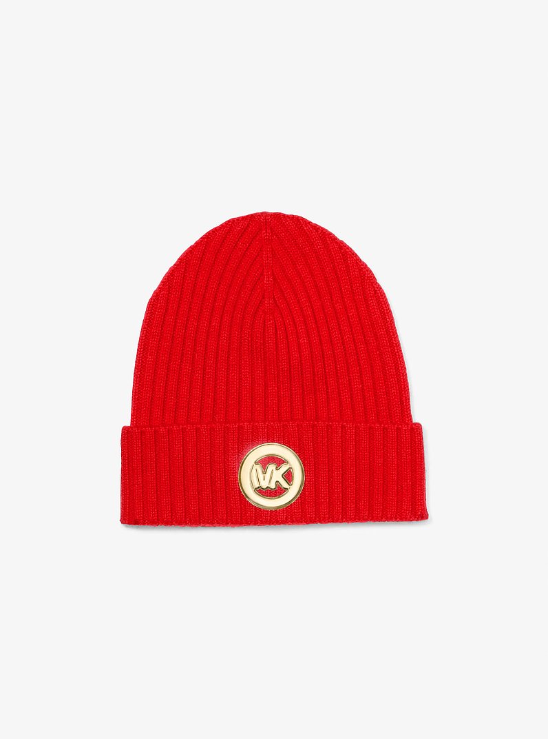 Ribbed Wool Beanie in CRIMSON | Michael Kors