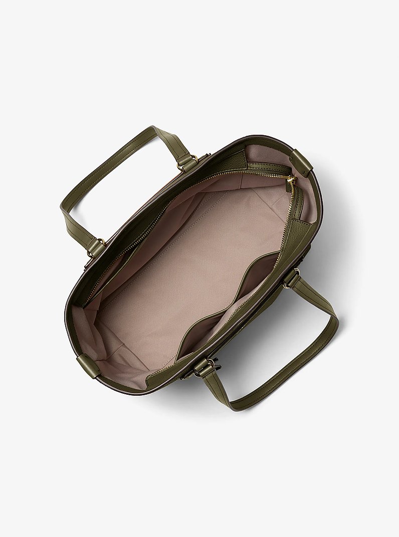 Jet Set Travel Medium Pebbled Leather Tote Bag in LODEN | Michael Kors