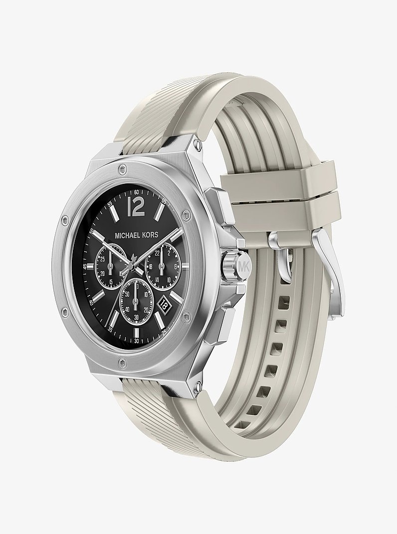 Oversized Lennox Silver-Tone and Silicone Watch in SILVER | Michael Kors