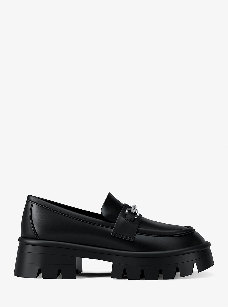 Carson Leather Platform Loafer in BLACK | Michael Kors