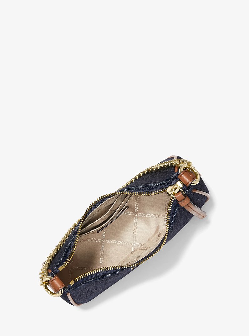 Jet Set Charm Small Denim Pochette in DARK DENIM MULTI - Sale