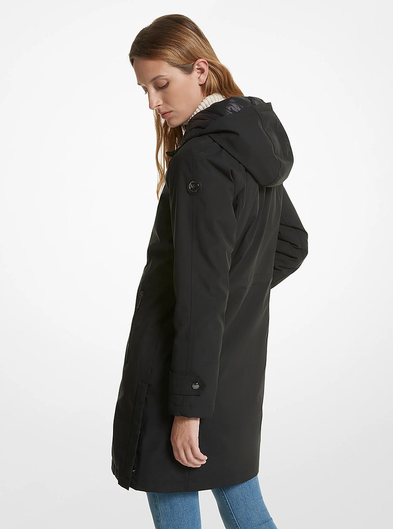 Woven Hooded Raincoat in BLACK | Michael Kors