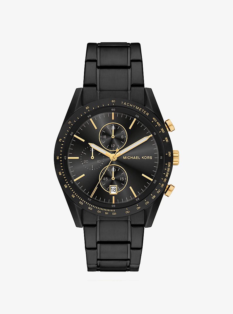 Oversized Warren Black-Tone Watch in NOIR | Michael Kors