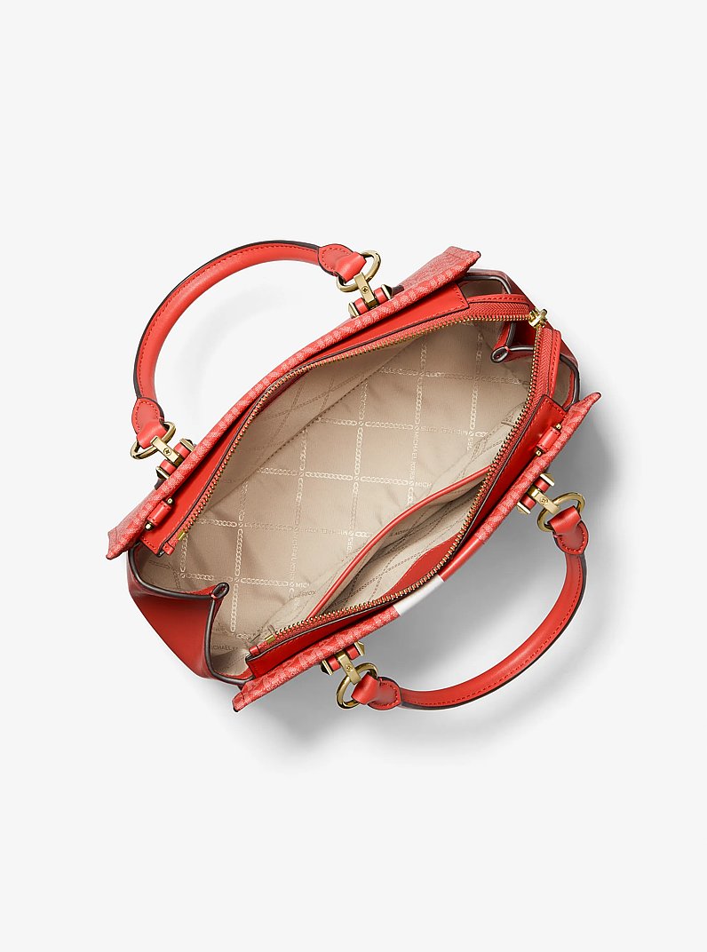 Marilyn Medium Logo Stripe Satchel in SPICED CORAL MULTI | Michael Kors