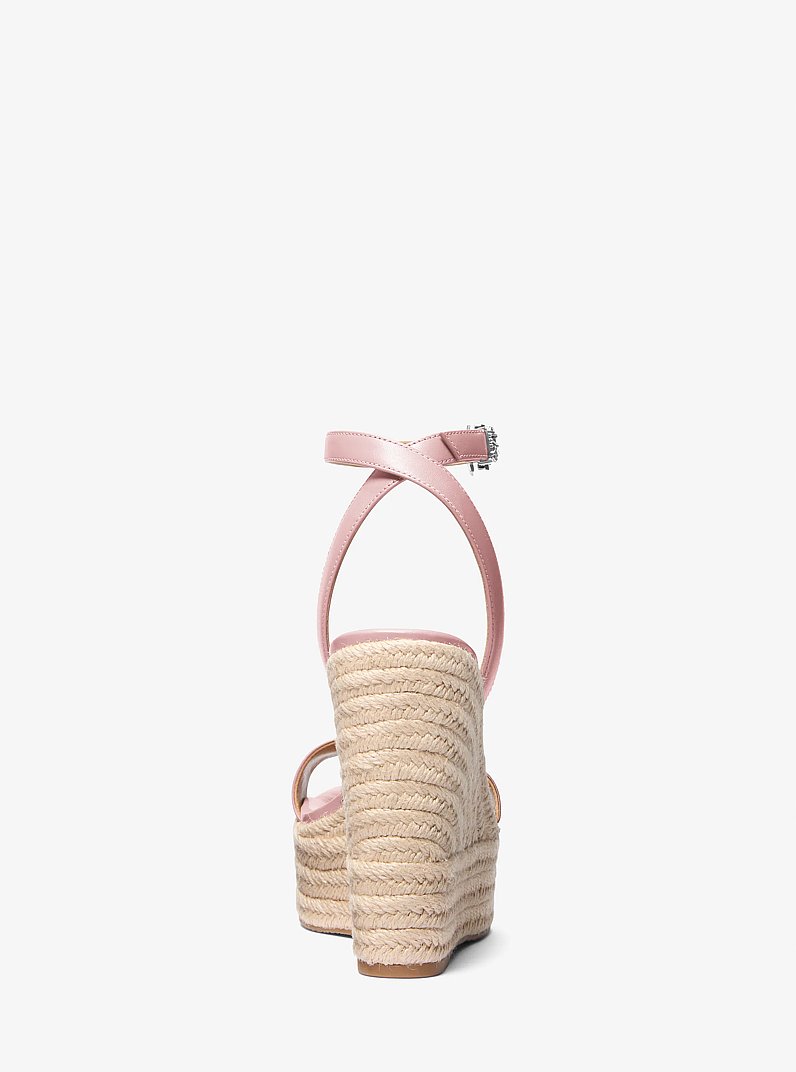 Leighton Leather Wedge Sandal in SMOKEY ROSE | Michael Kors