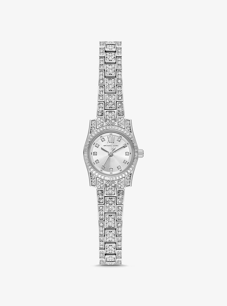 Mini Lexington Pav&eacute; Silver-Tone Watch in SILVER | Michael Kors