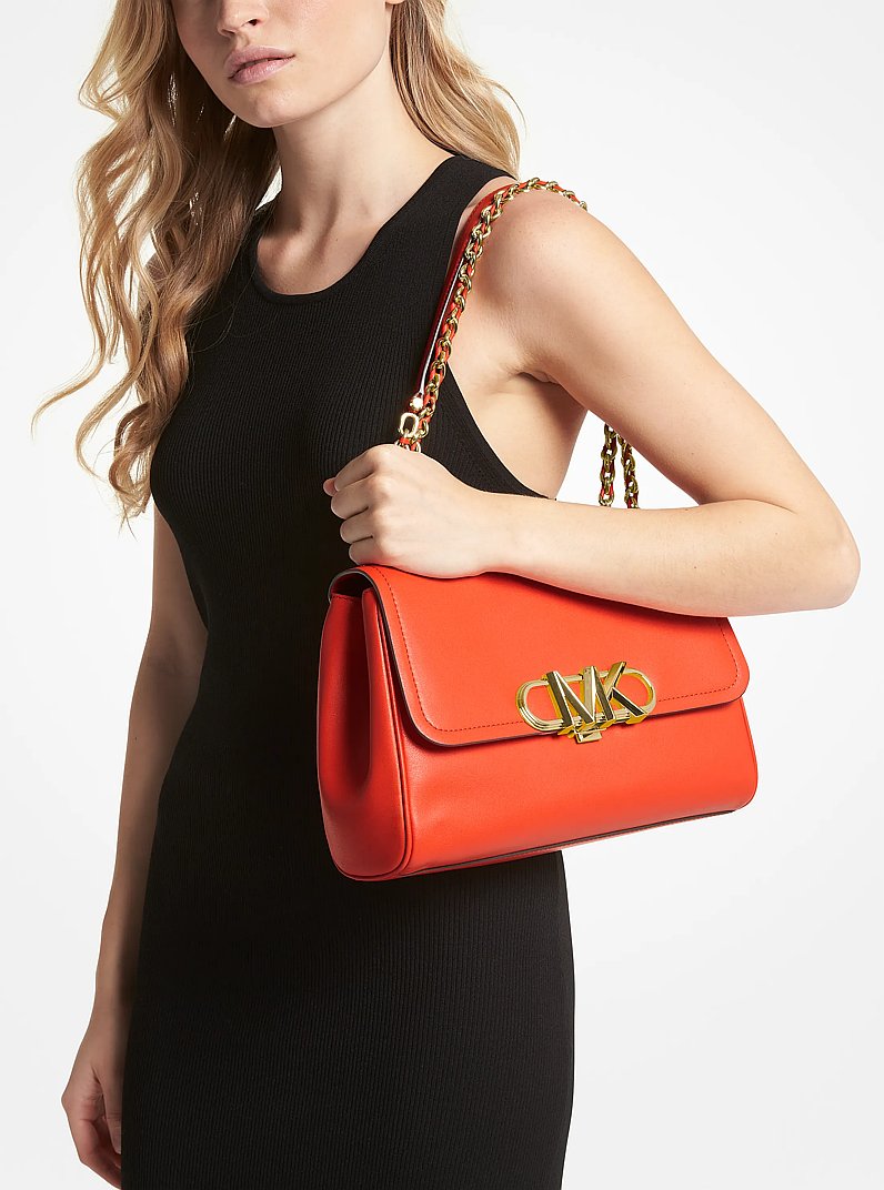 Parker Extra-Large Leather Shoulder Bag in OPTIC ORANGE | Michael Kors