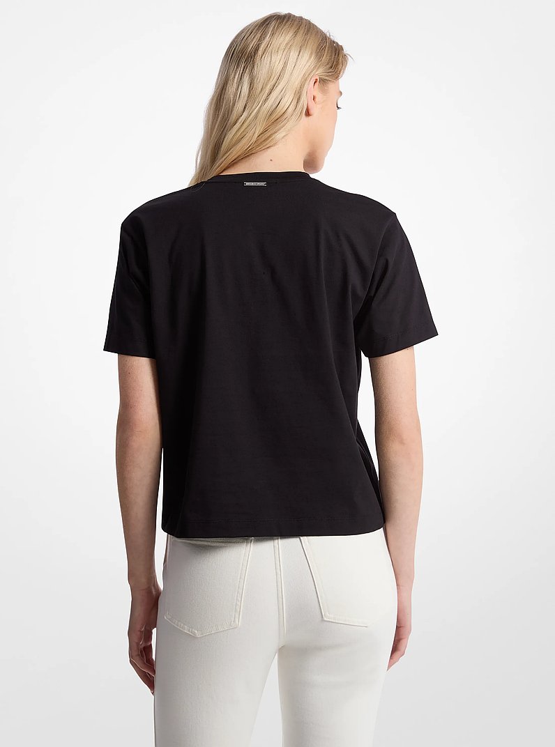 T-shirt en m&eacute;lange de coton orn&eacute; du logo in NOIR | Michael Kors
