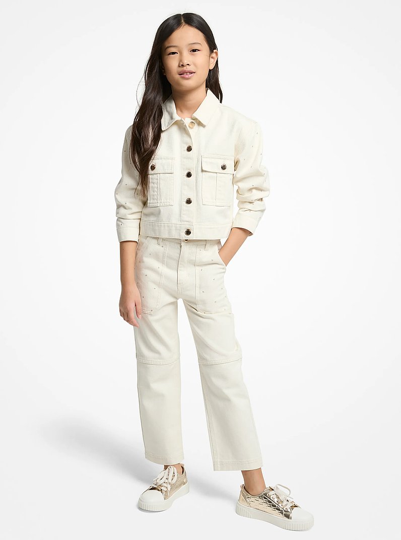 Embellished Denim Jeans in OFF WHITE | Michael Kors