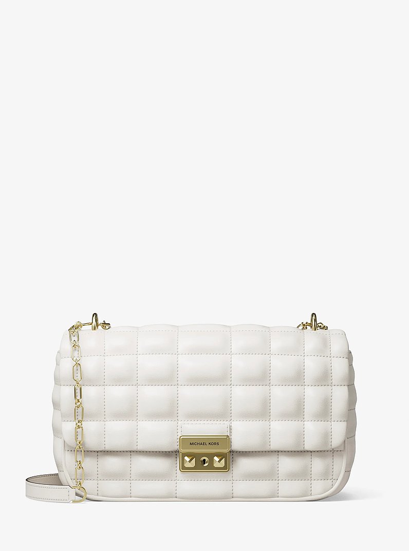 Tribeca Large Quilted Leather Shoulder Bag in LT CREAM | Michael Kors