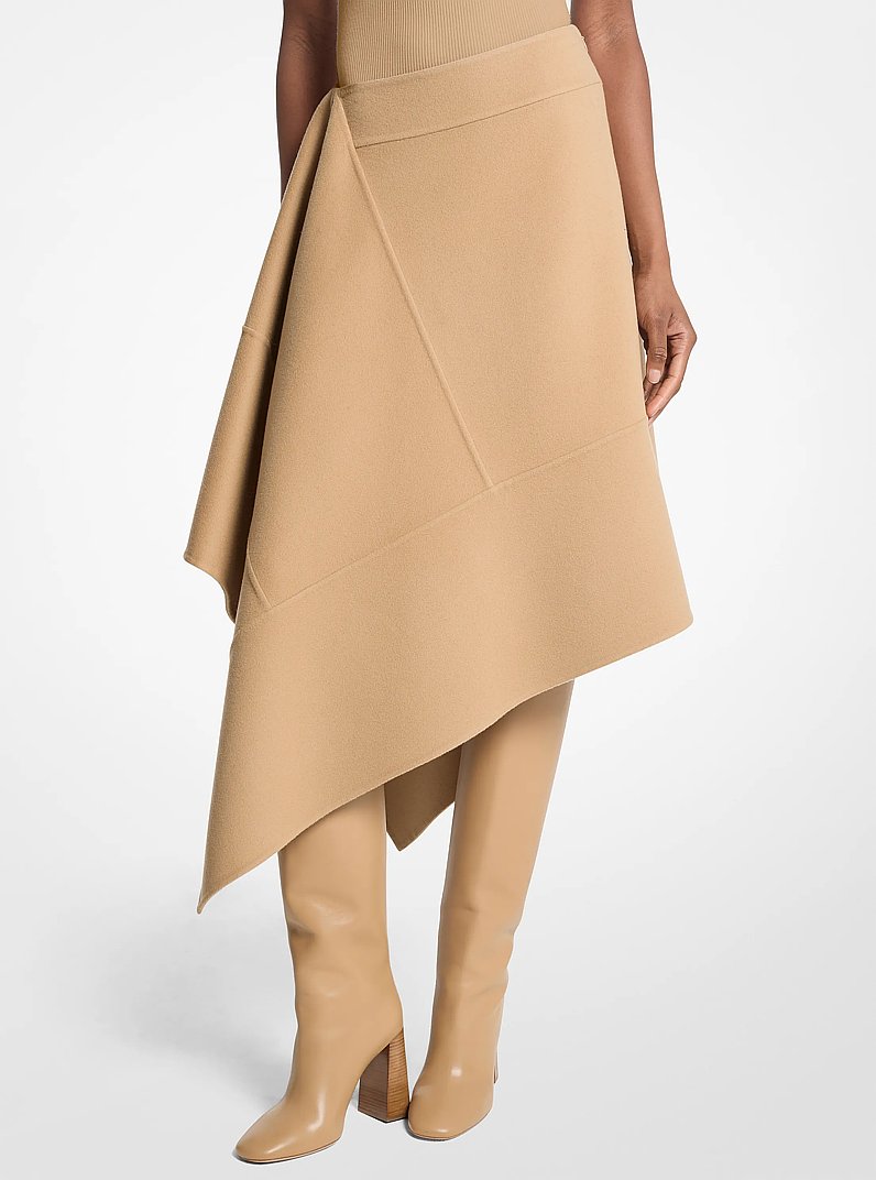Falda asim&eacute;trica en lana in BEIGE INTENSO | Michael Kors