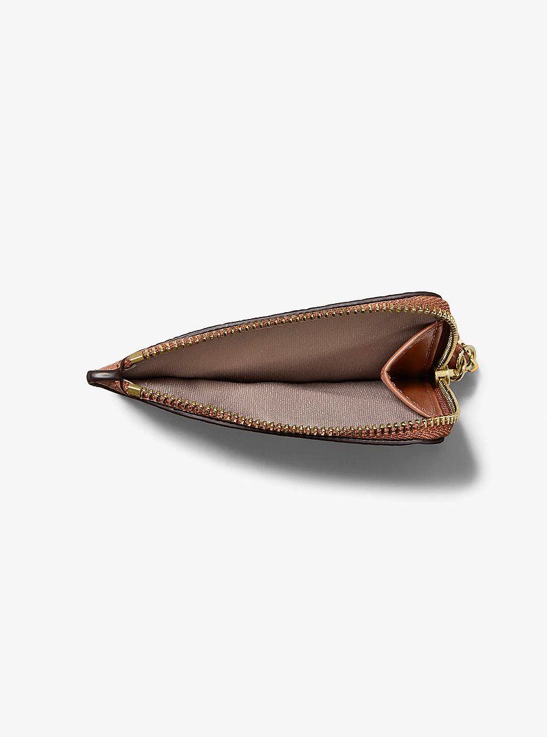 Jet Set Small Pebbled Leather Card Case Wristlet in LUGGAGE | Michael Kors