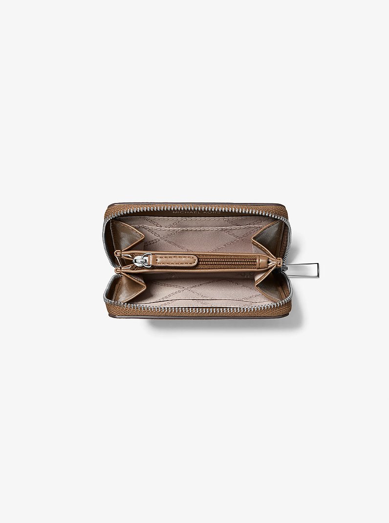 Jet Set Small Pebbled Leather Zip-Around Card Case in DRIFTWOOD | Michael Kors