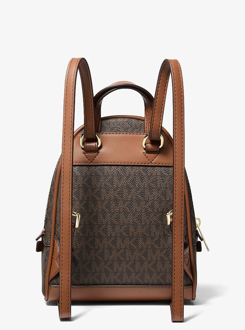 Rhea Extra-Small Signature Logo Backpack in BROWN | Michael Kors