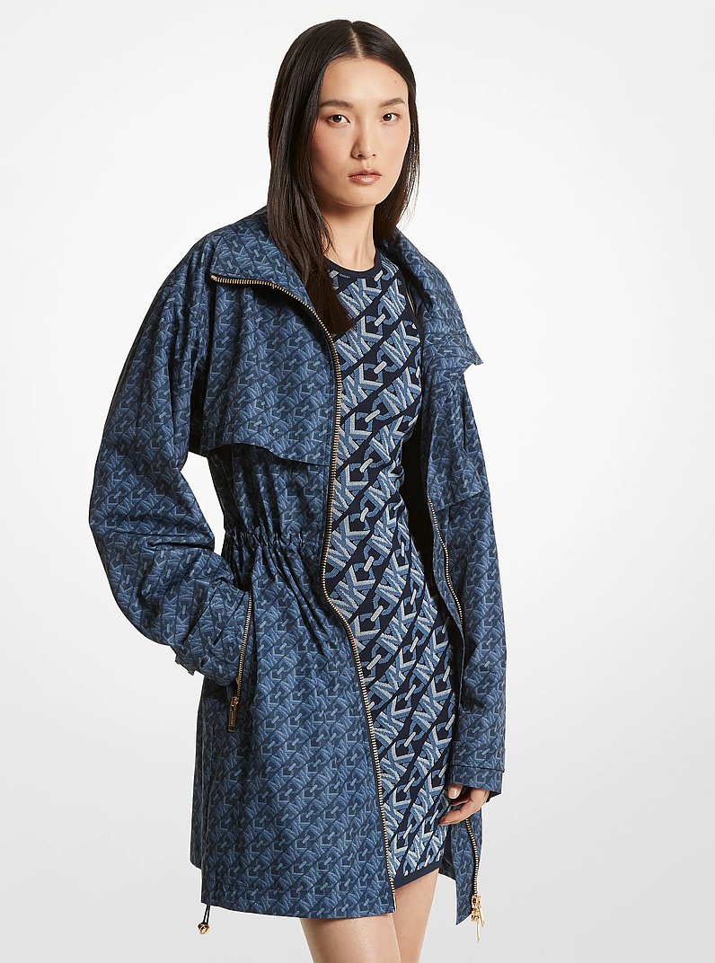 Empire Signature Logo Print Woven Anorak in MIDNIGHTBLUE | Michael Kors