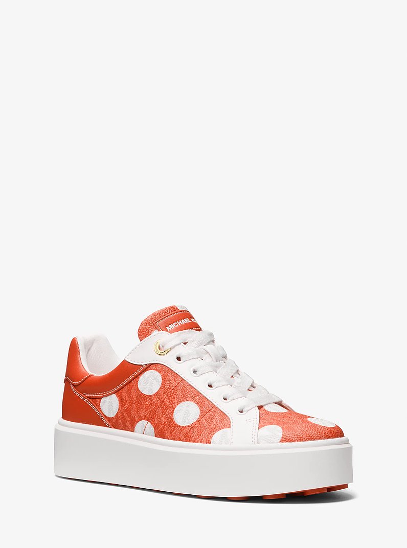 Romey Polka Dot Signature Logo Platform Sneaker in RED CLAY MLT | Michael Kors
