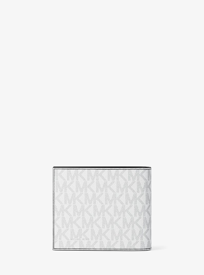Cooper Signature Logo and Metallic Stripe Billfold Wallet in SILVER | Michael Kors