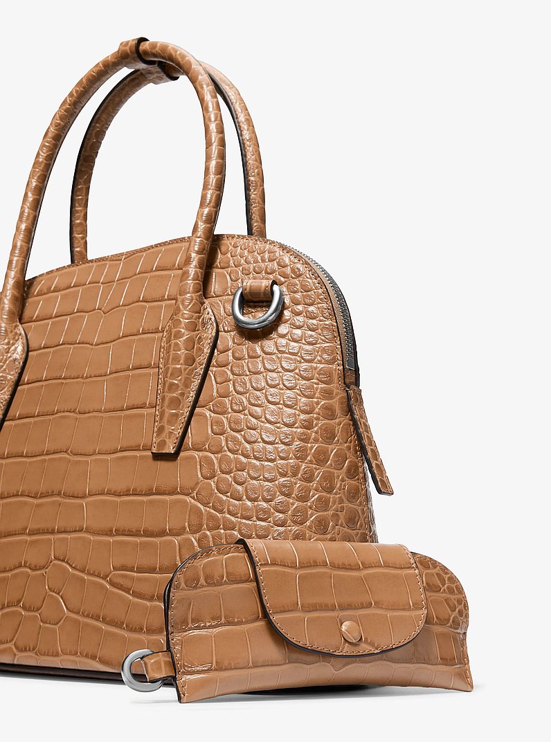 Bolso satchel Kaitlin mediano con dise&ntilde;o de piel de cocodrilo en relieve in CARAMEL | Michael Kors