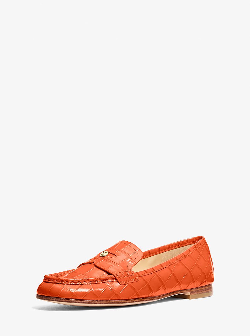 Jennings Crocodile Embossed Leather Loafer in MIMOSA | Michael Kors