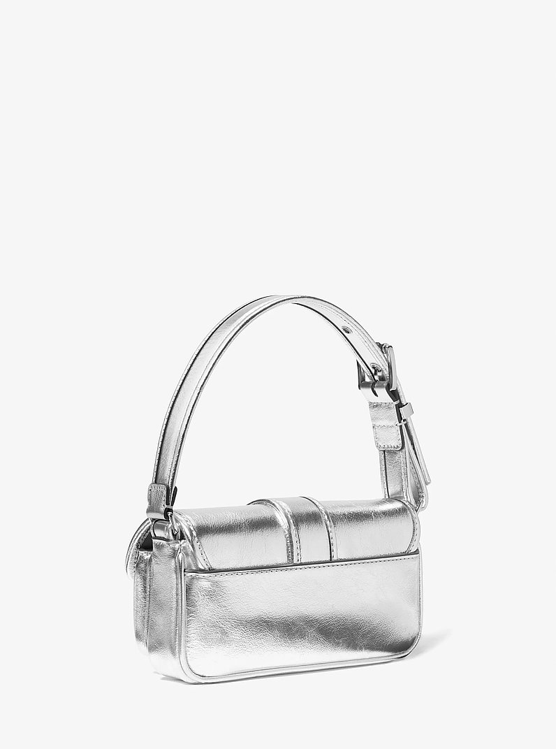 Colby Extra-Small Metallic Leather Shoulder Bag in SILVER | Michael Kors