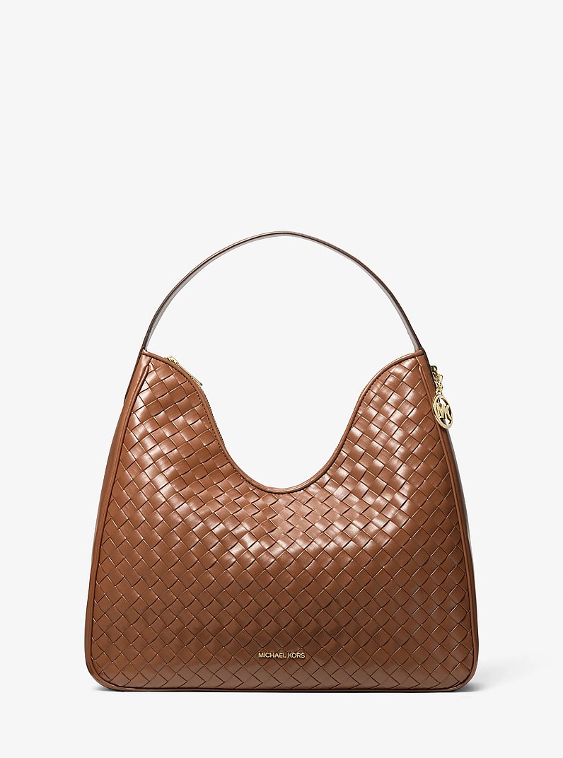 Nayla Medium Woven Shoulder Bag in LUGGAGE | Michael Kors