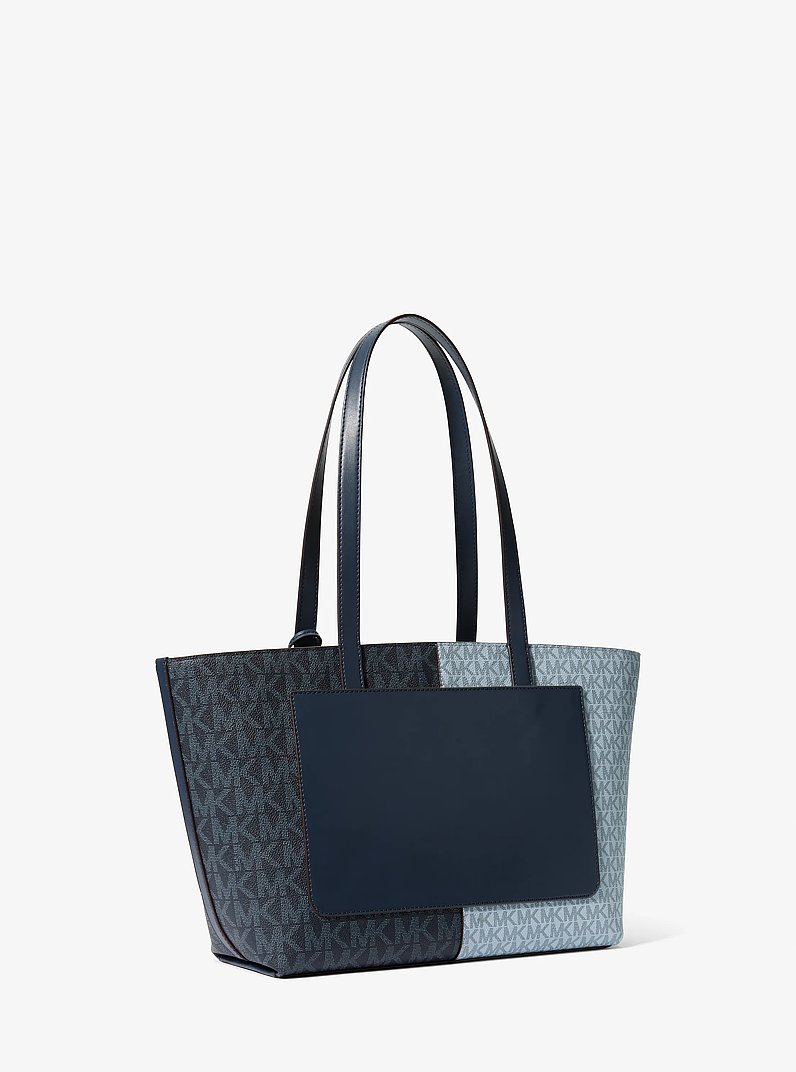 Jet Set Travel Medium Two-Tone Logo Tote Bag in NAVY MULTI | Michael Kors