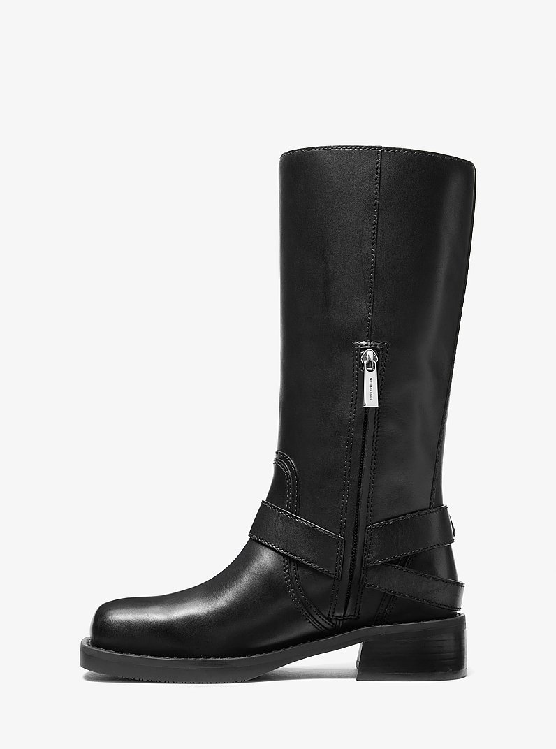 Crosby Leather Moto Boot in BLACK | Michael Kors