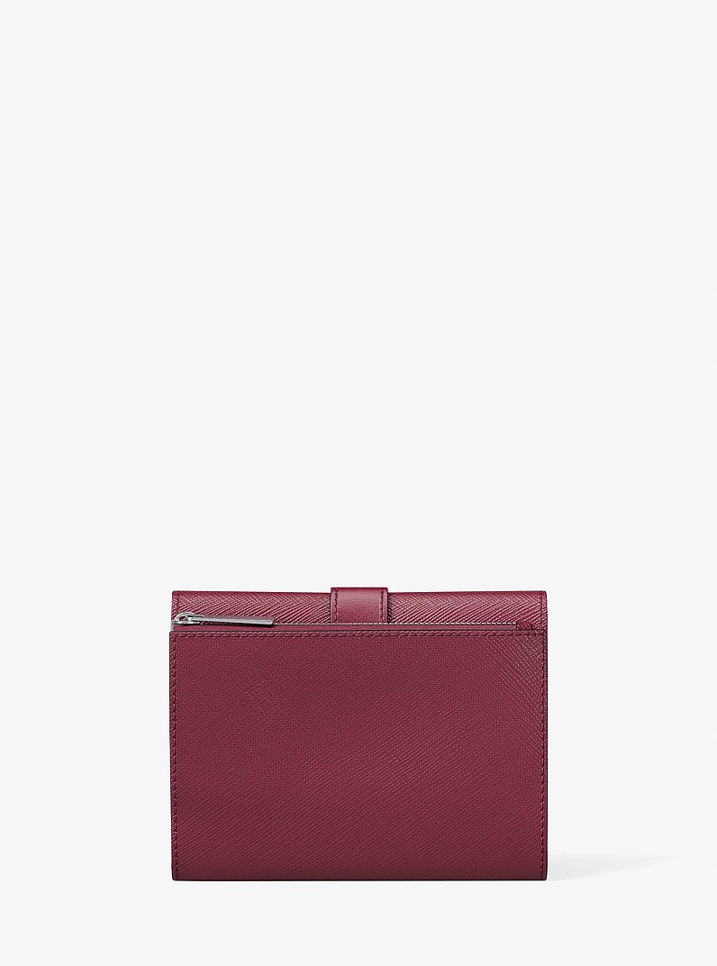 Greenwich Medium Leather Trifold Wallet in MAROON | Michael Kors