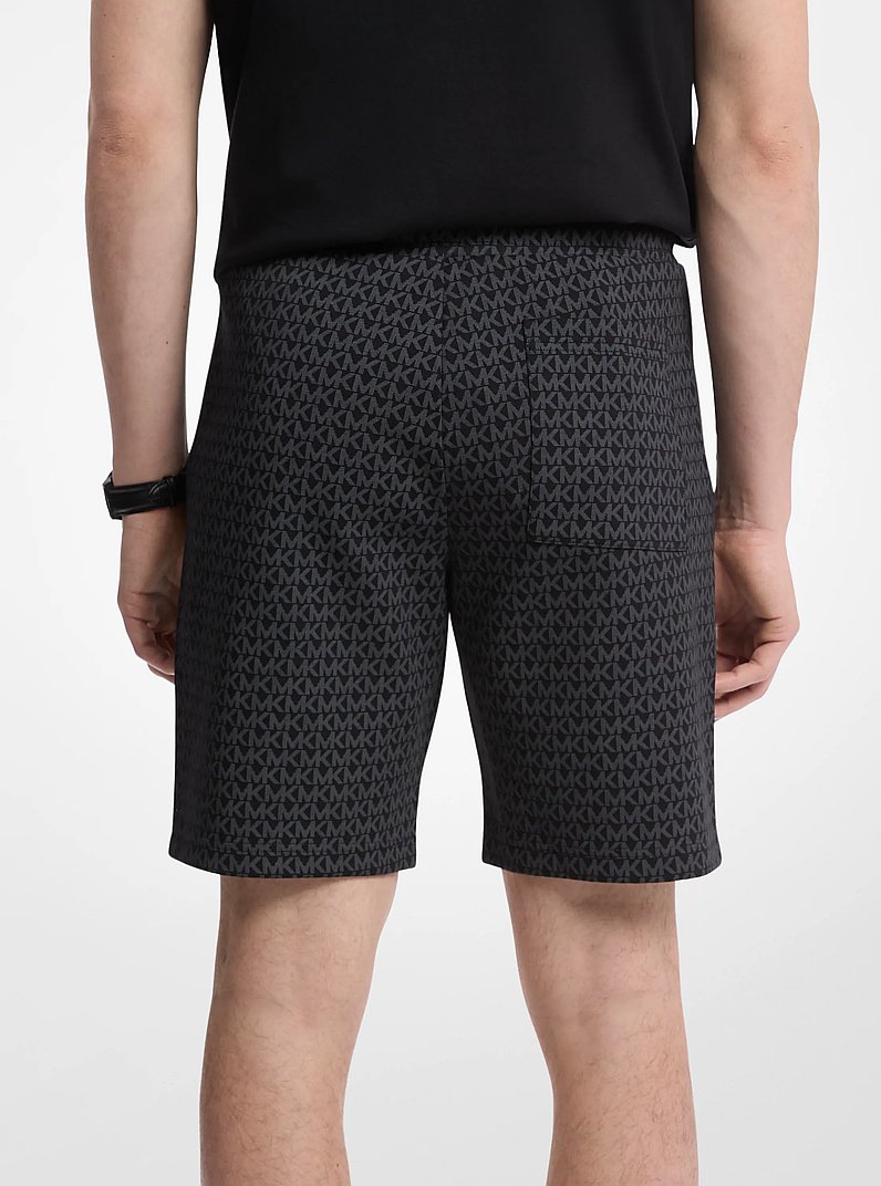 Signature Logo Cotton Blend Shorts in BLACK | Michael Kors