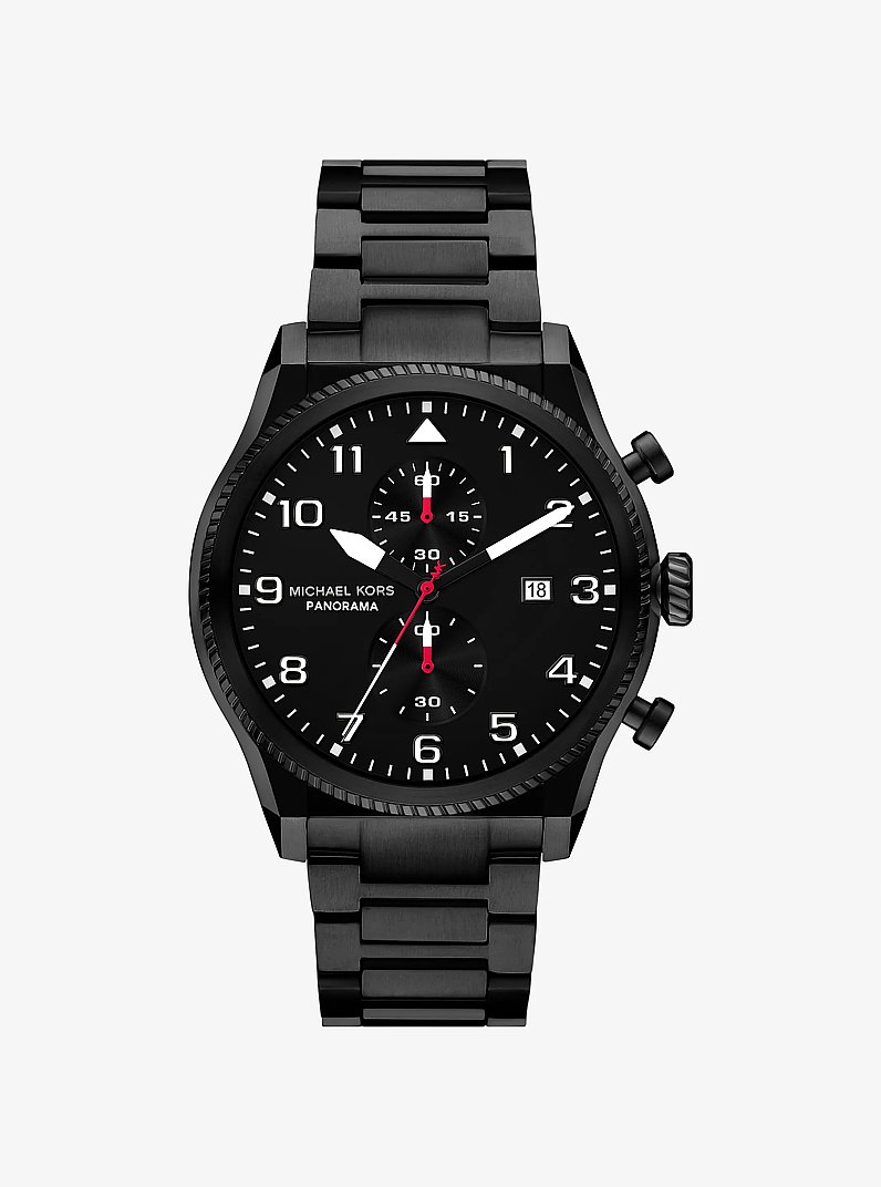 Oversized Panorama Black-Tone Watch in BLACK | Michael Kors