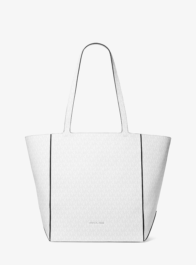 Borsa tote Jordi grande con stampa logo in BIANCO OTTICO/ALLUMINIO | Michael Kors