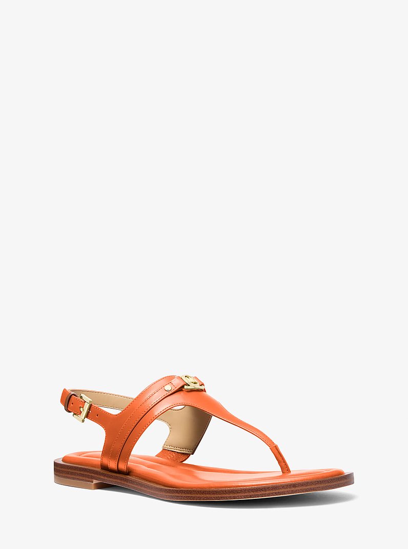 Sandale &agrave; bride en T Mandy en cuir in PUNCH ORANGE | Michael Kors
