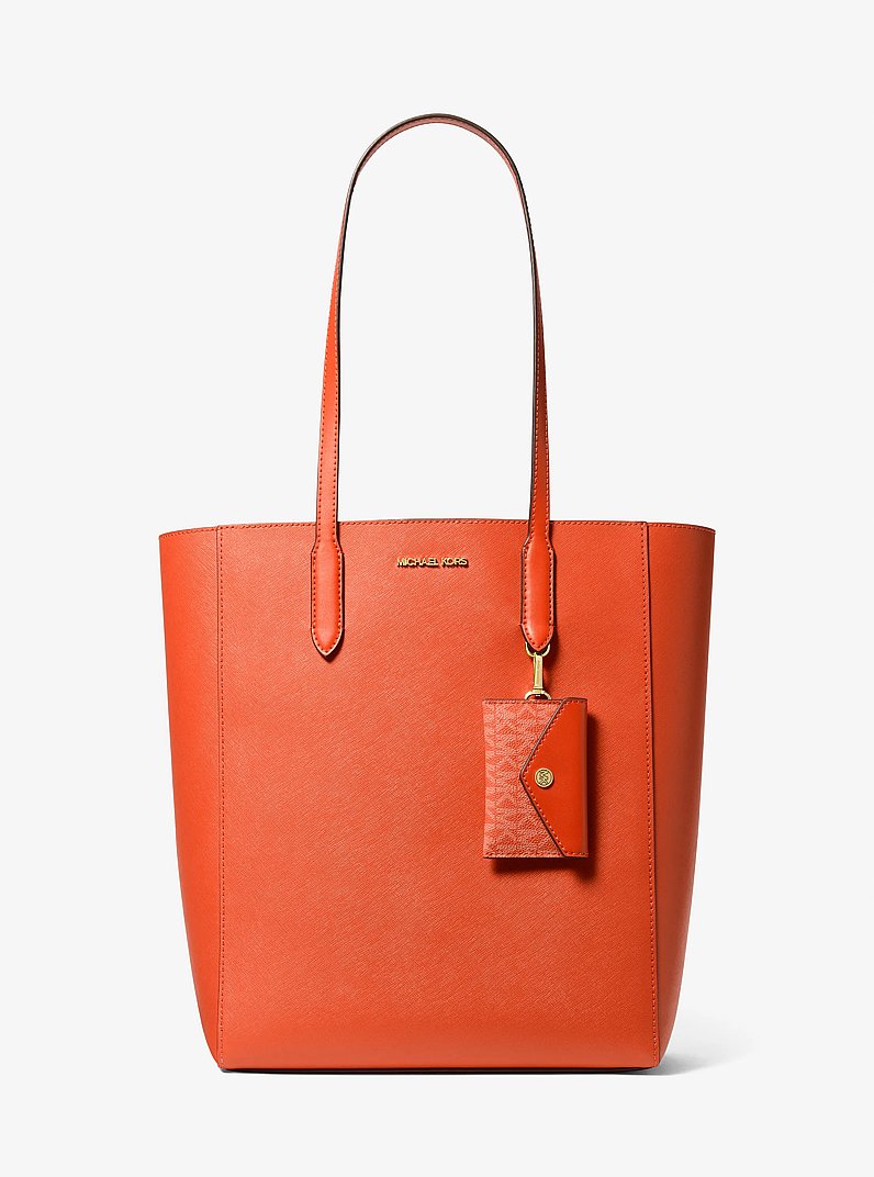 Vincent Large Saffiano Leather Tote Bag With Card Case in RED CLAY | Michael Kors