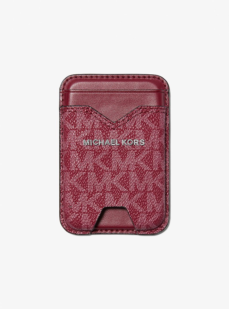Hudson Signature Logo MagSafe Wallet in DEEP RED | Michael Kors