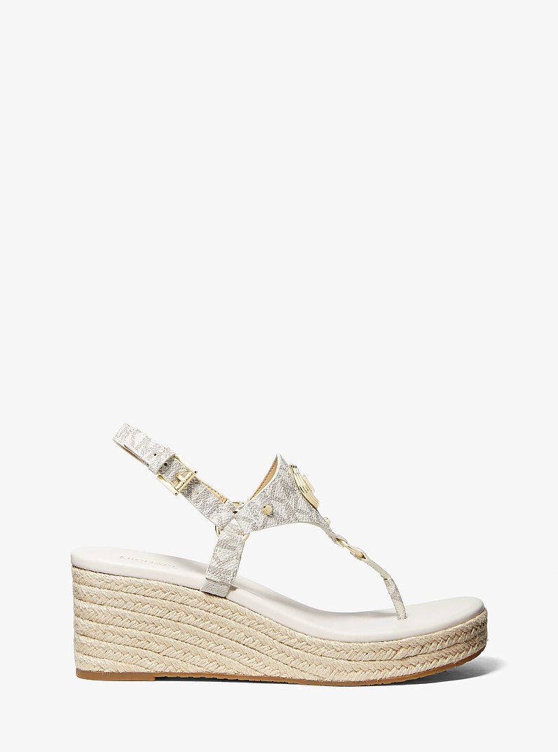 Casey Signature Logo Wedge Sandal in VANILLA | Michael Kors