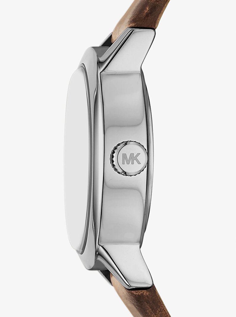 Reloj Maude peque&ntilde;o de edici&oacute;n limitada en tono plateado y piel con relieve de cocodrilo in CHOCOLATE | Michael Kors