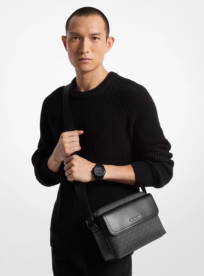 Cooper Medium Signature Logo Camera Bag in BLACK - Sale | Michael