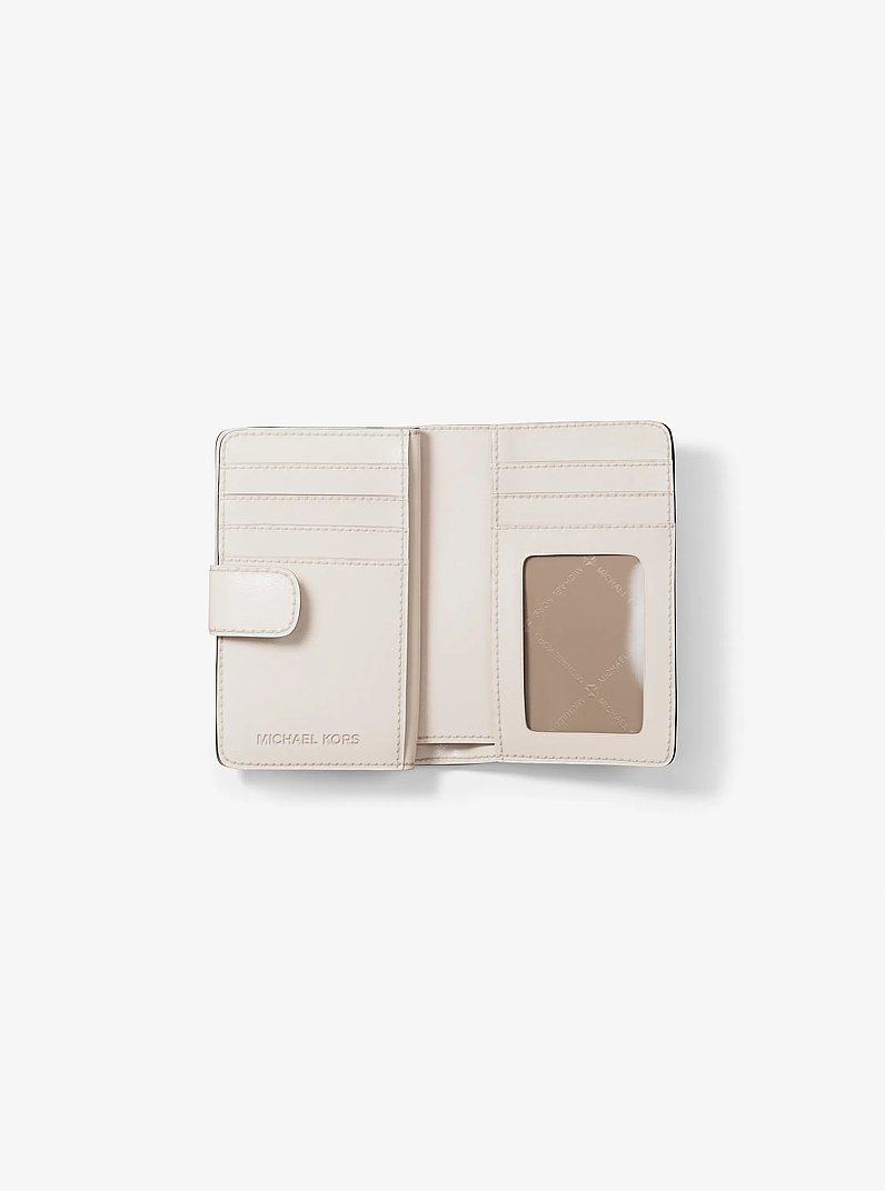 Jet Set Medium Floral Embellished Signature Logo Bi-Fold Wallet in LT CREAM | Michael Kors