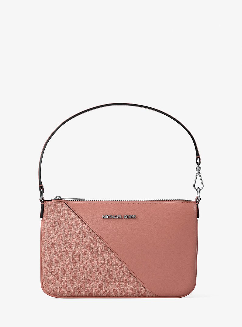 Jet Set Travel Small Signature Logo and Smooth Wristlet in SUNSET ROSE | Michael Kors